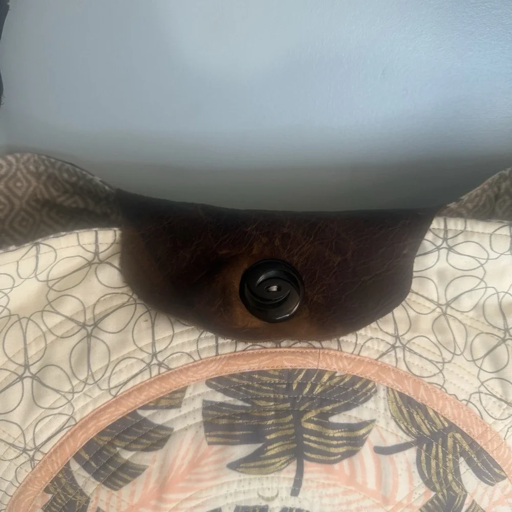 Large Canvas Tote Bag With Leather Straps Shopping  Beach Overnight Button Close